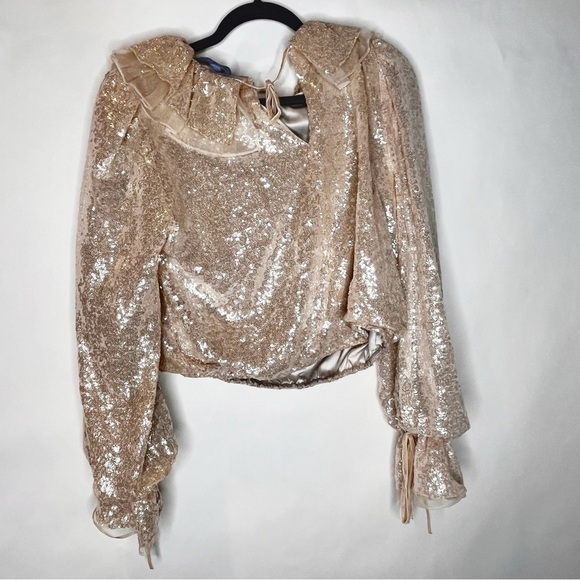 Antonio Melani | NICOLA BATHIE  Sequined Long Sleeve Blouse Champagne - Picture 2 of 9